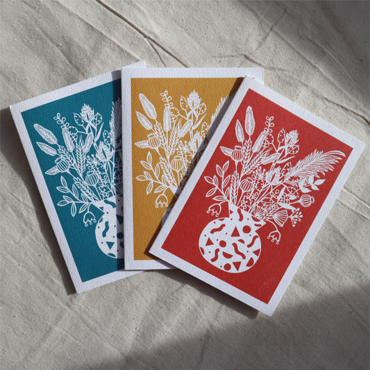 Dried Flowers card - 3 colours