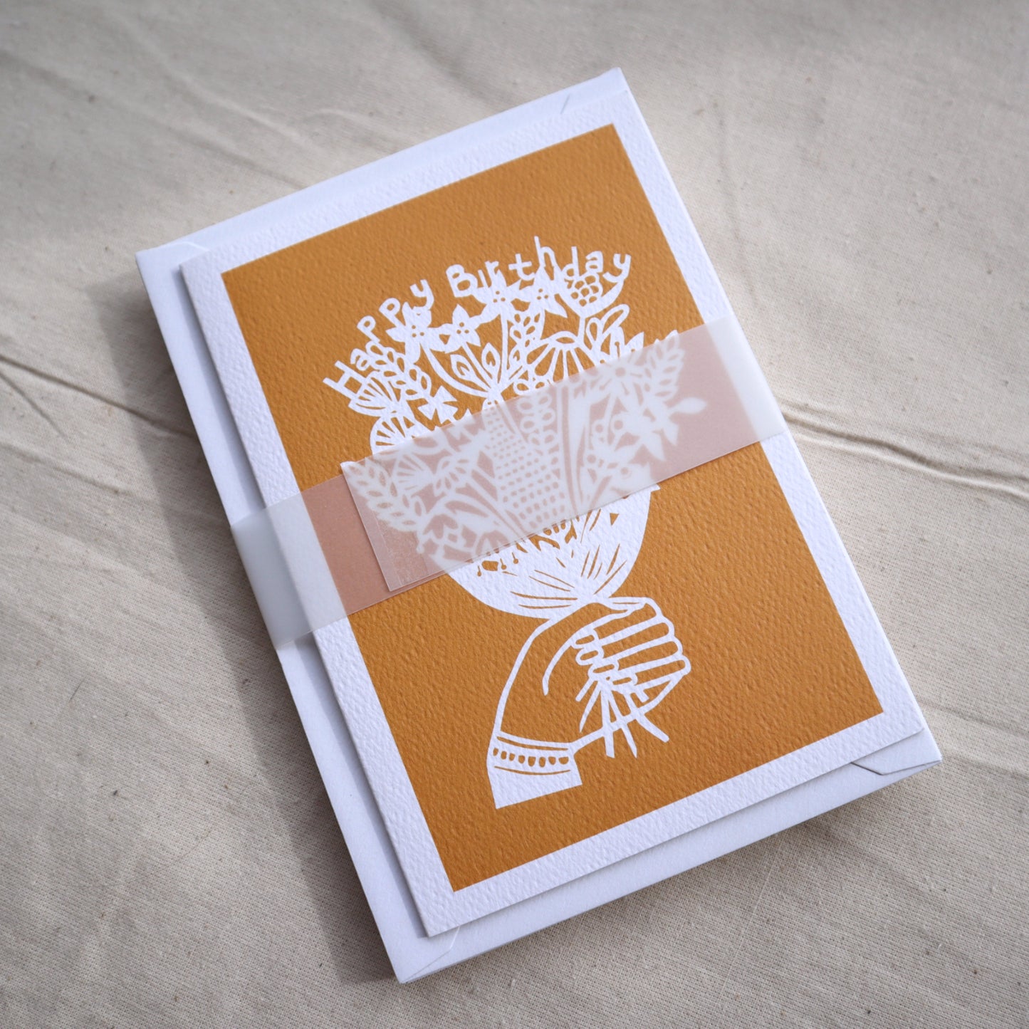 Happy Birthday Block Flowers card pack of 6