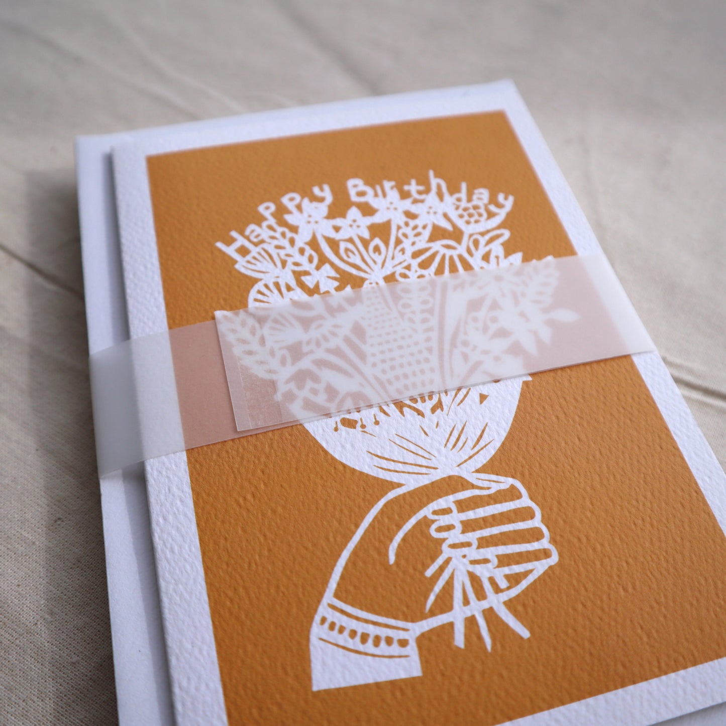 Happy Birthday Block Flowers card pack of 6