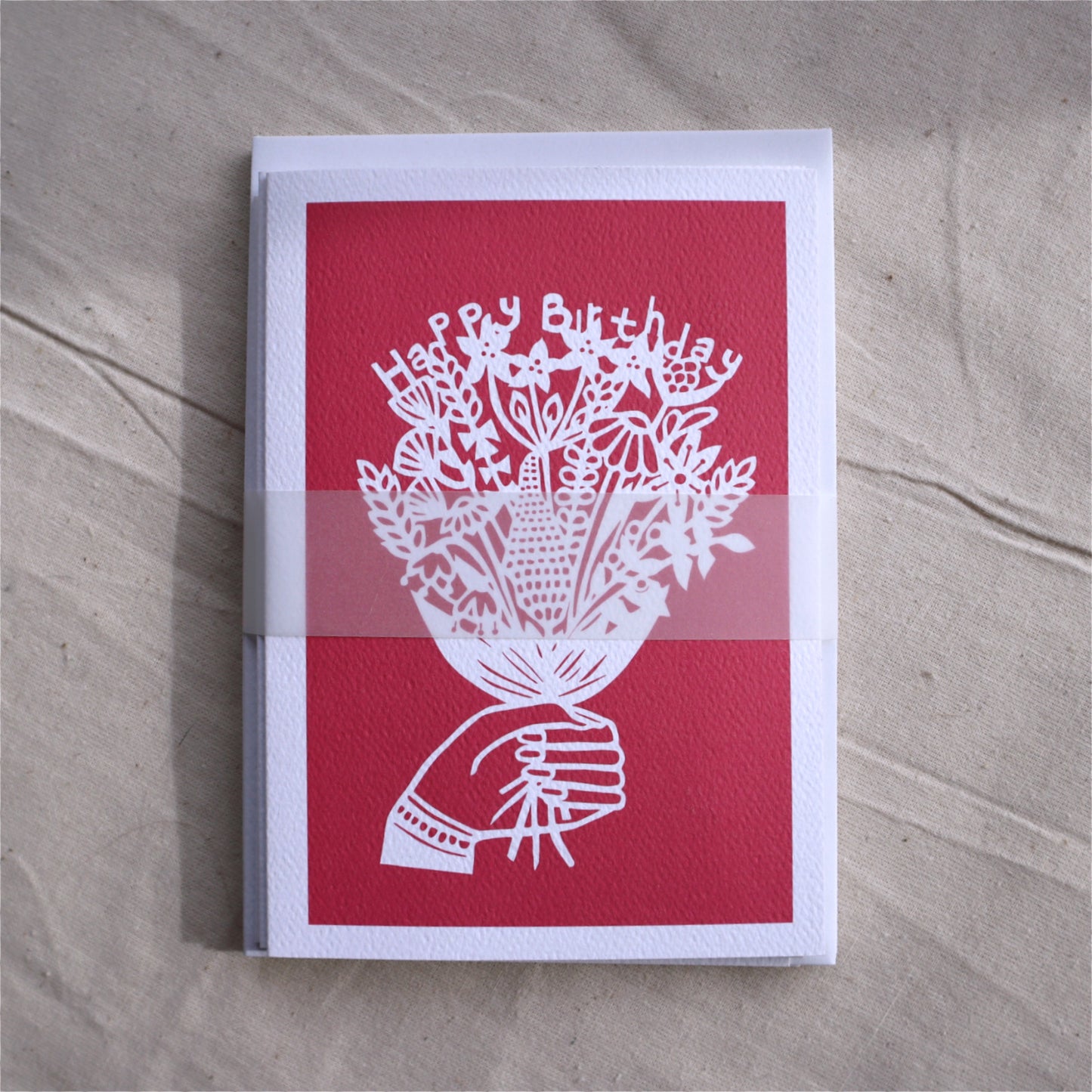 Happy Birthday Block Flowers card pack of 6
