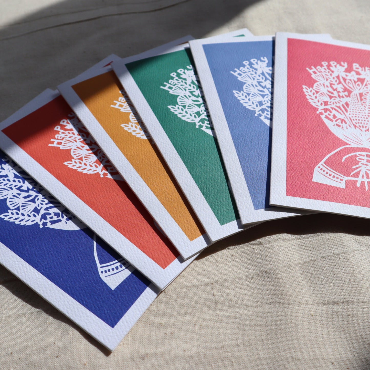 Happy Birthday Flowers card - 6 block colours