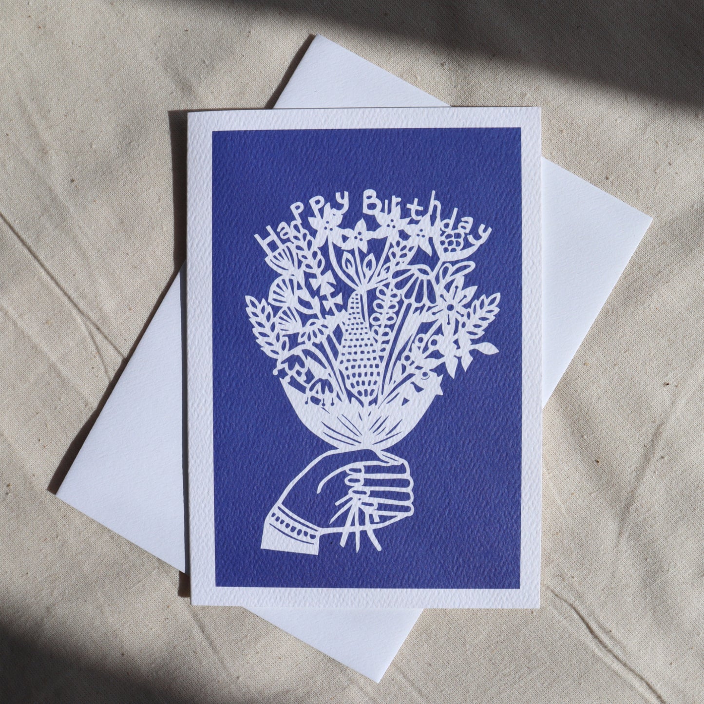 Happy Birthday Flowers card - 6 block colours