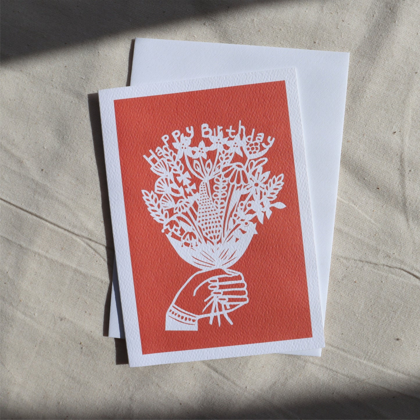 Happy Birthday Flowers card - 6 block colours