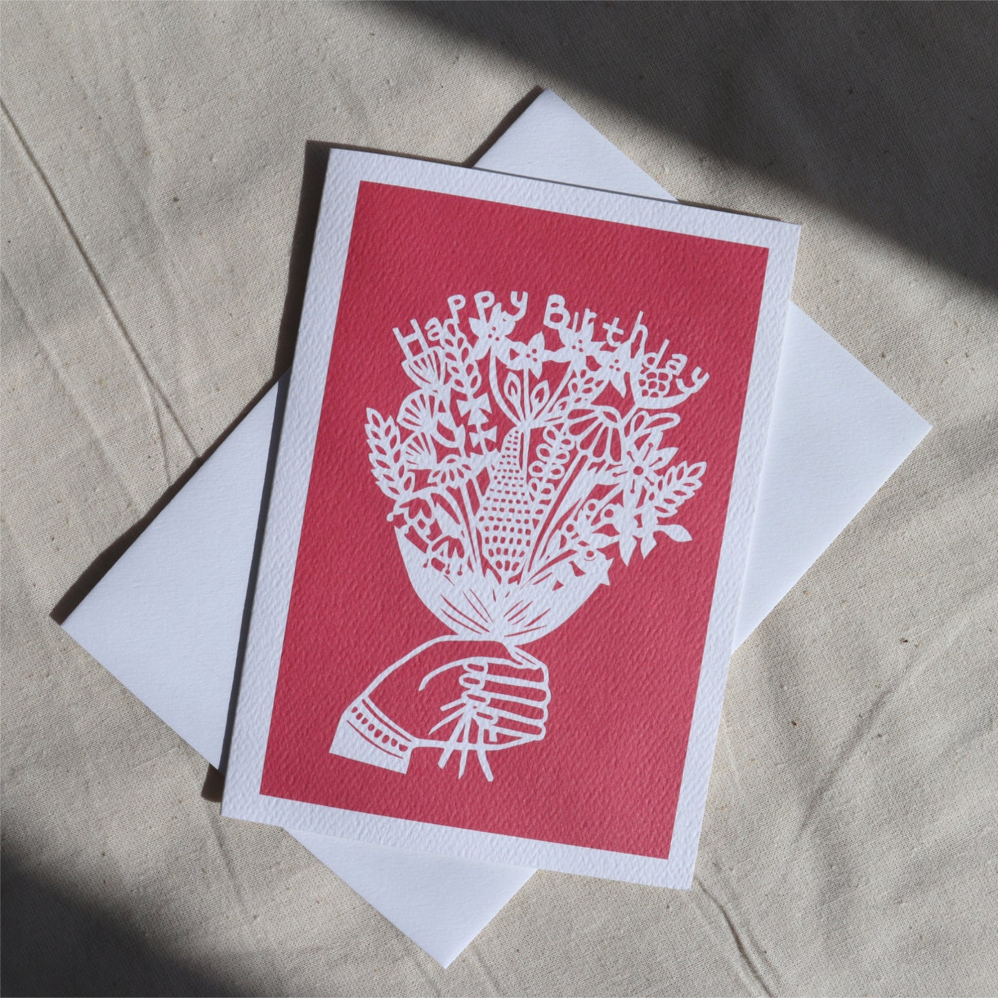 Happy Birthday Flowers card - 6 block colours