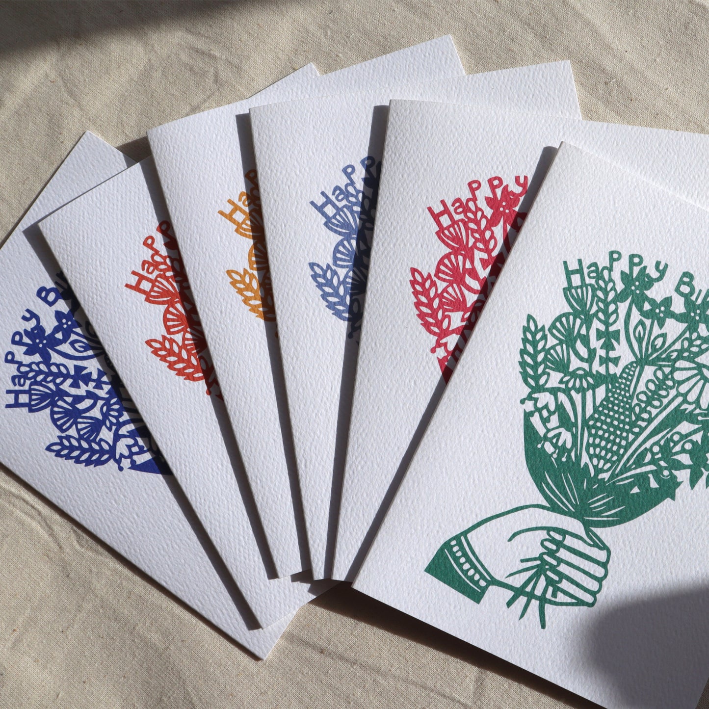 Happy Birthday Flowers card pack of 6