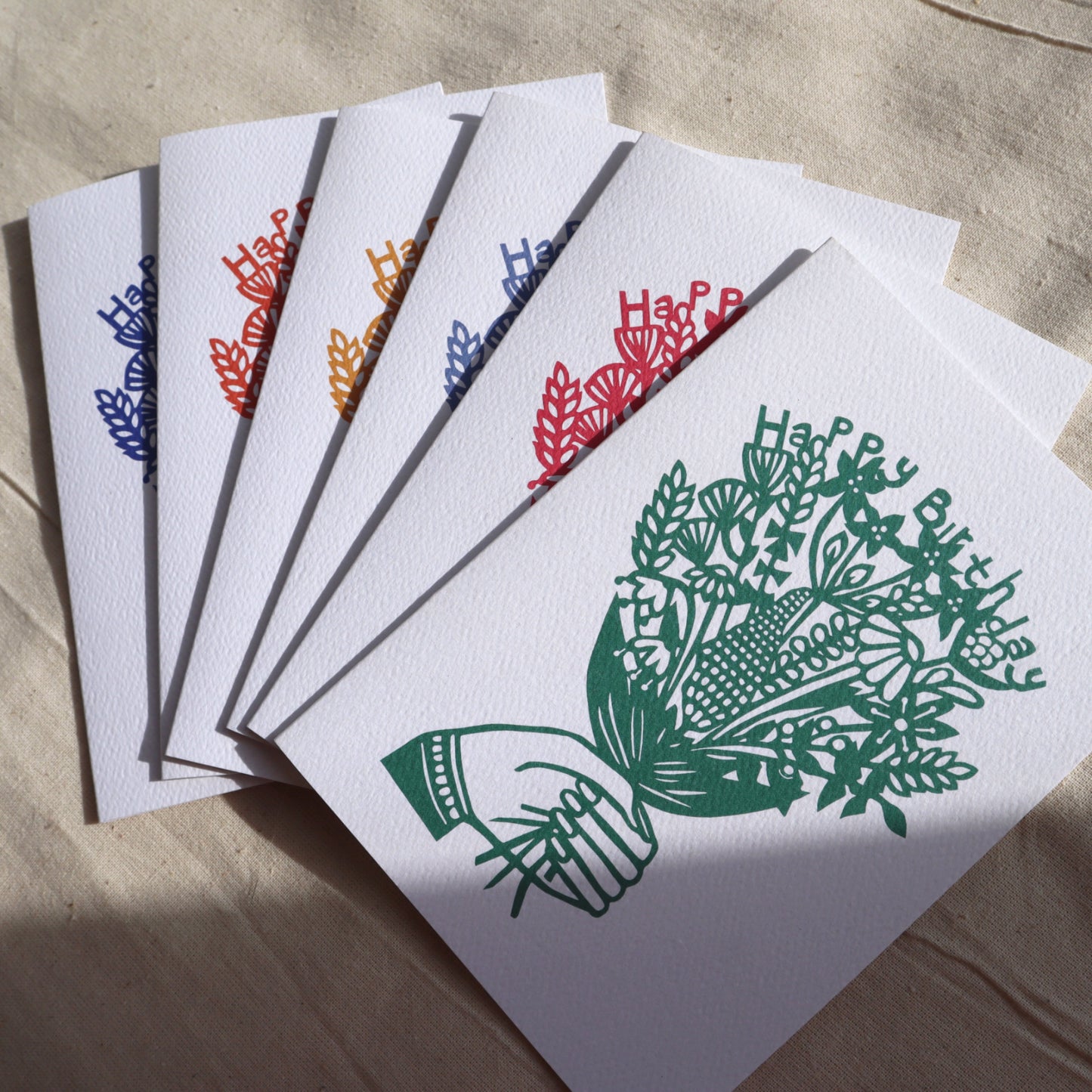 Happy Birthday Flowers card pack of 6