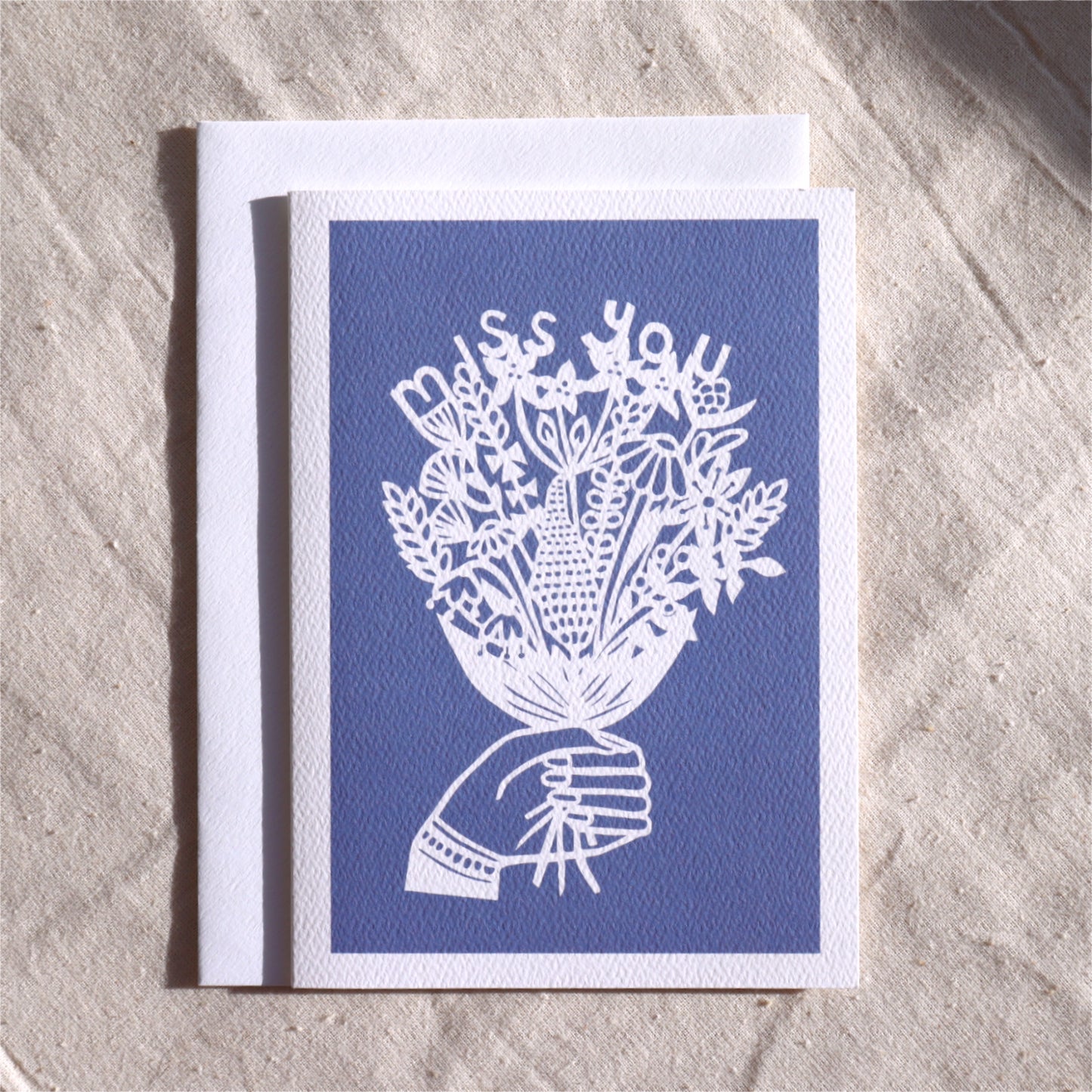 Miss You Flowers card - 2 block colours