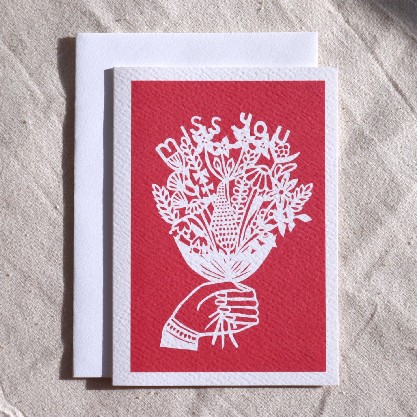 Miss You Flowers card - 2 block colours