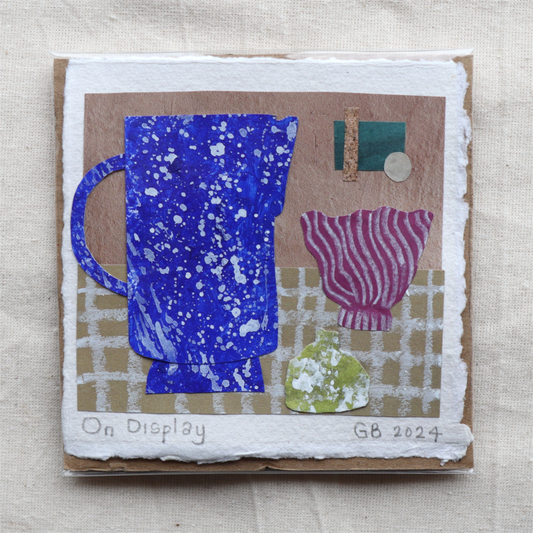 Original Collage on Cotton Rag Card 'On Display' 10.5cm x 10.5cm