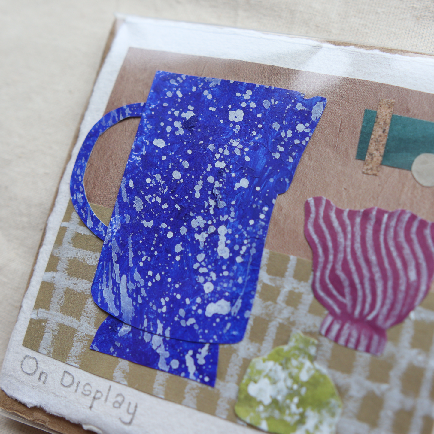 Original Collage on Cotton Rag Card 'On Display' 10.5cm x 10.5cm