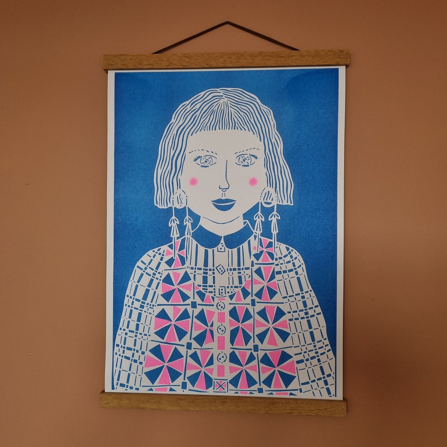 A3 Patterned Women 'Skye' Risograph Print