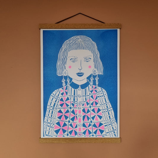 A3 Patterned Women 'Skye' Risograph Print