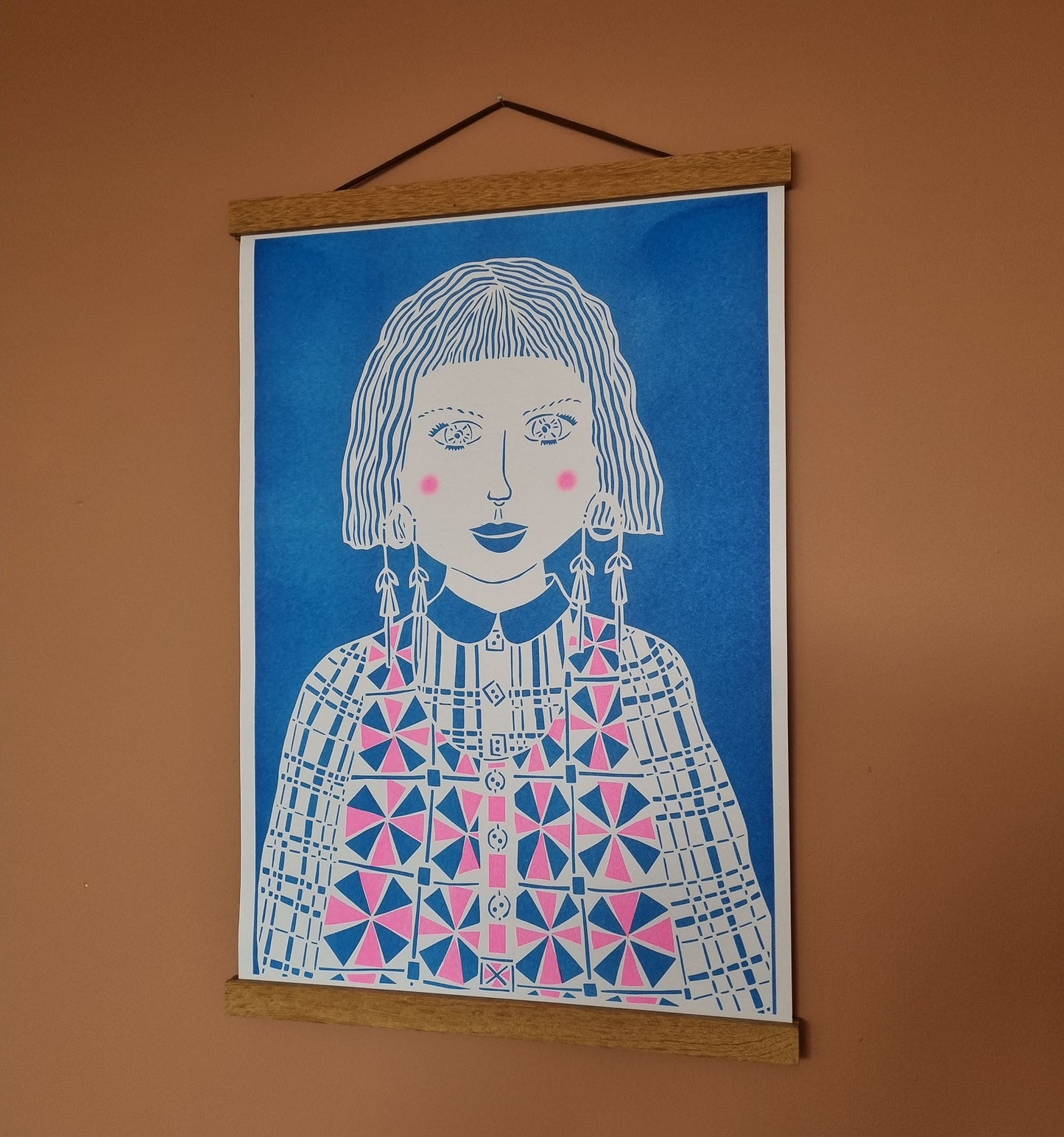 A3 Patterned Women 'Skye' Risograph Print
