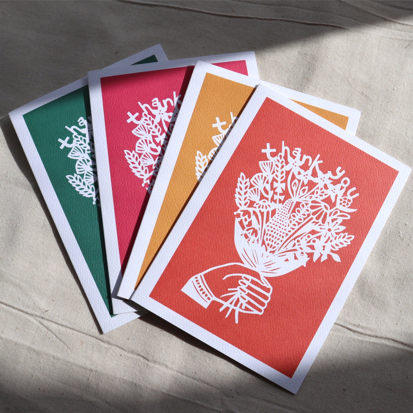Thank You Flowers card - 4 block colours