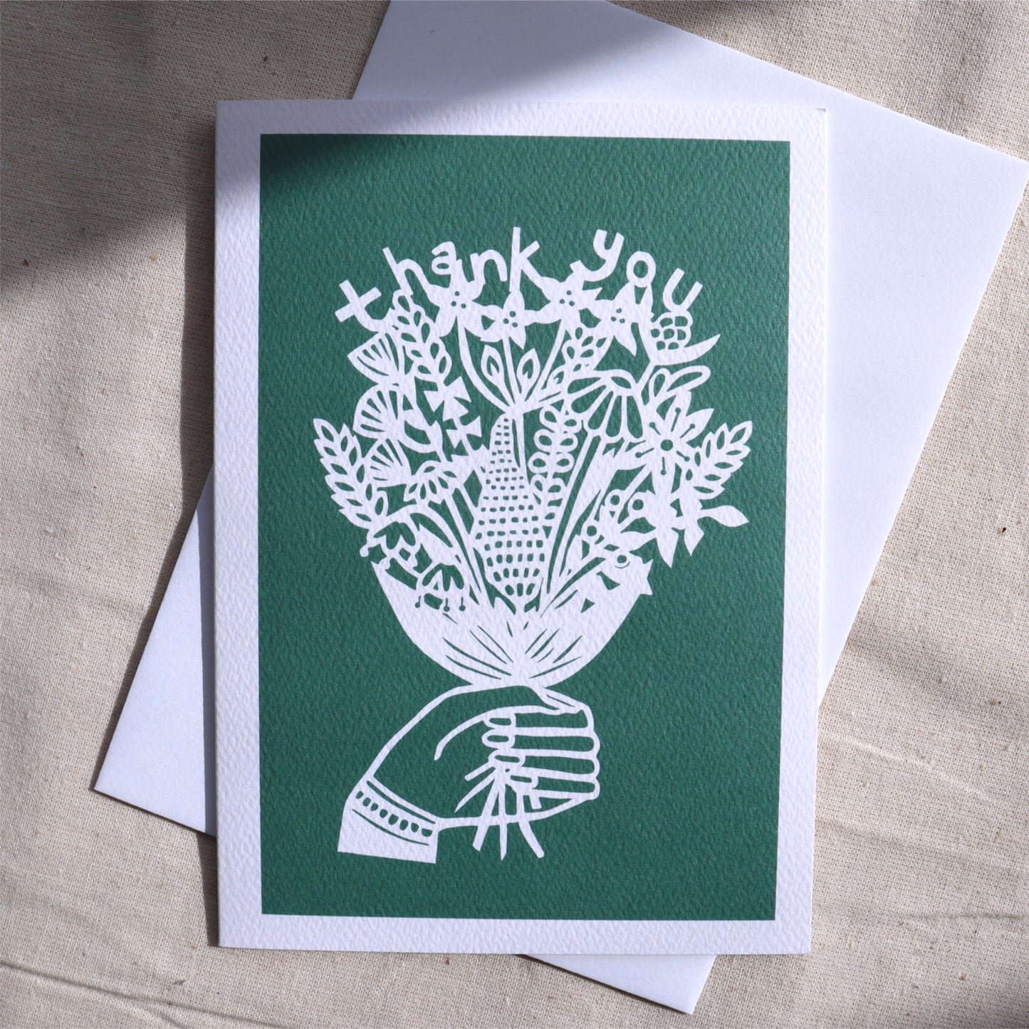 Thank You Flowers card - 4 block colours