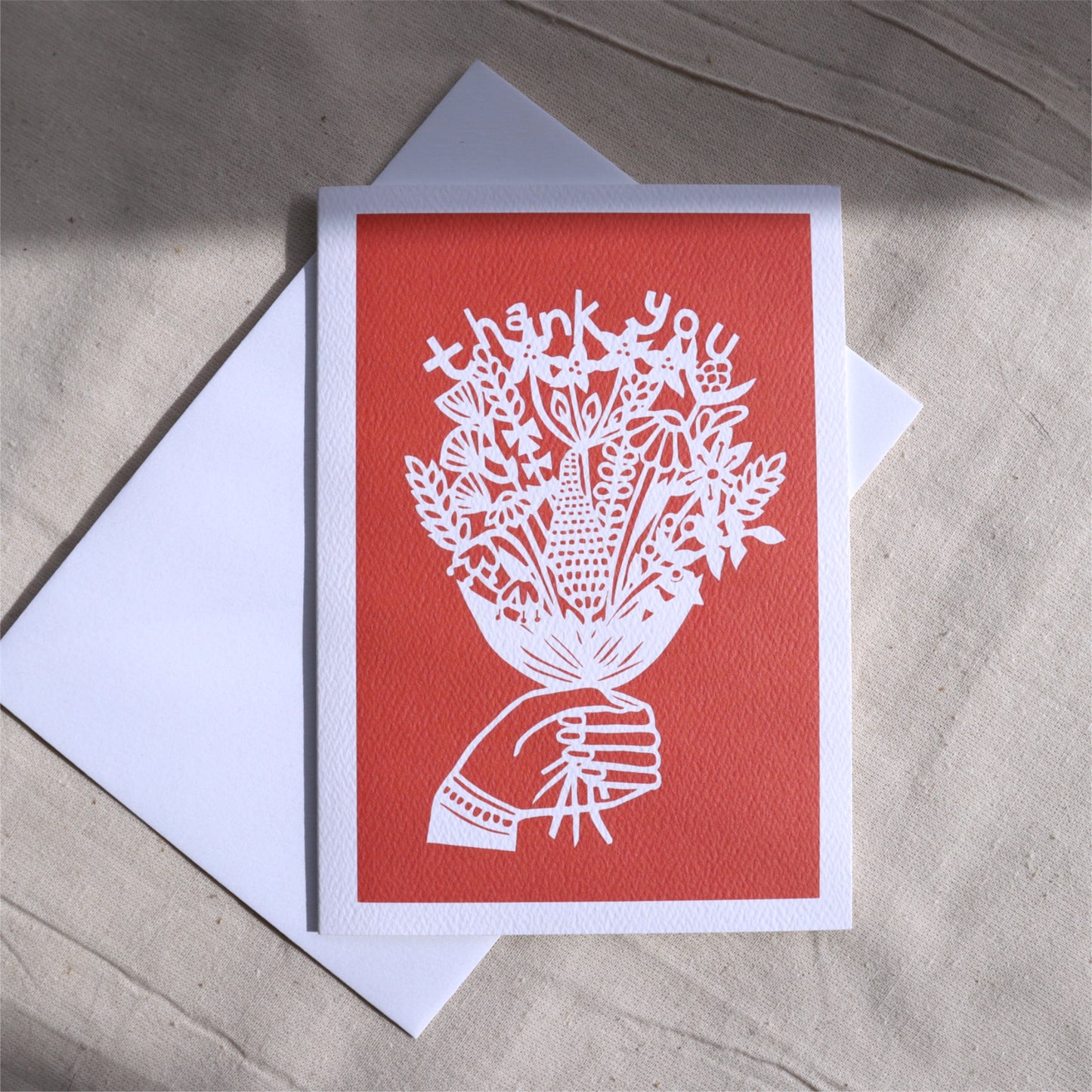 Thank You Flowers card - 4 block colours