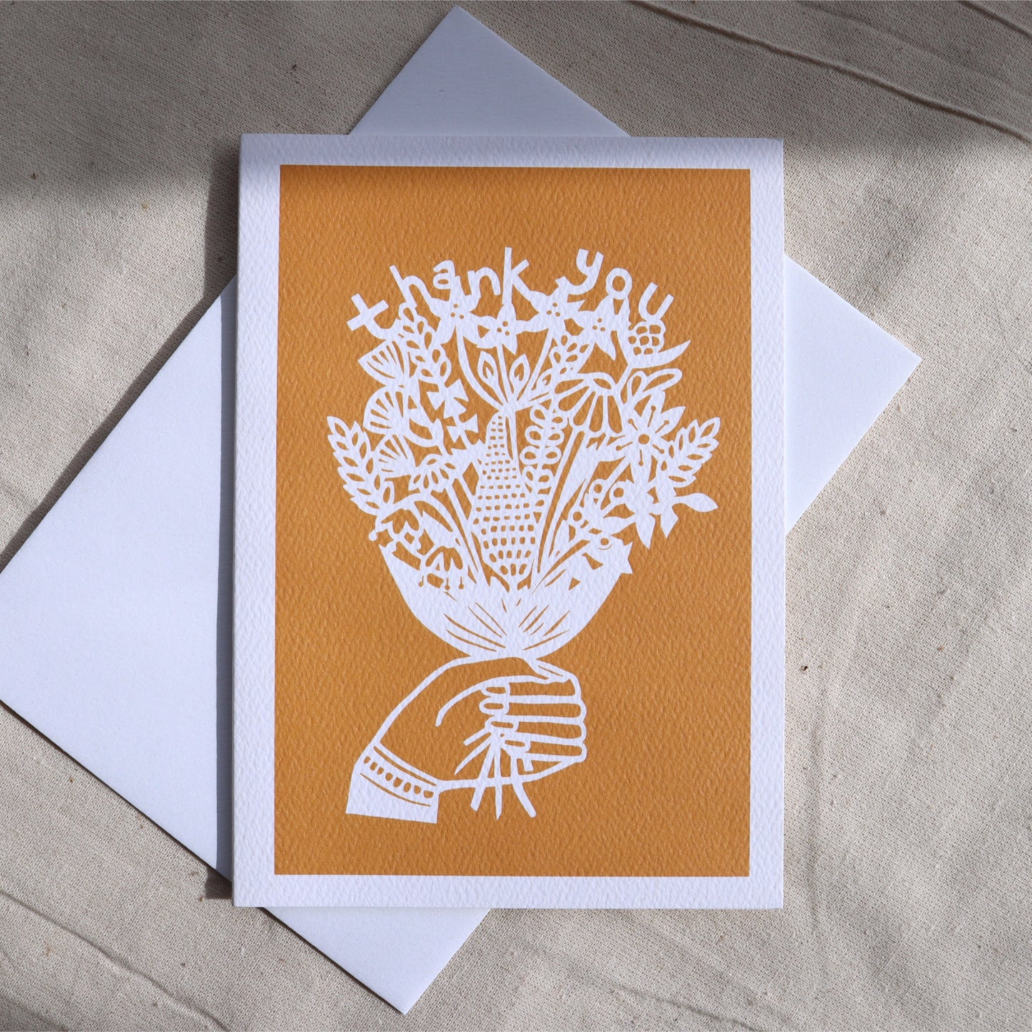 Thank You Flowers card - 4 block colours