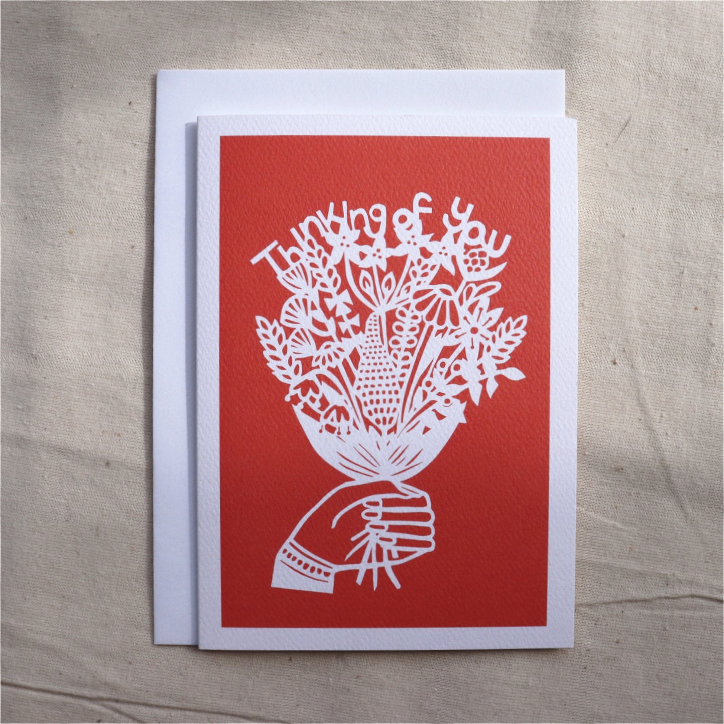 Thinking of You Flowers card - 3 block colours