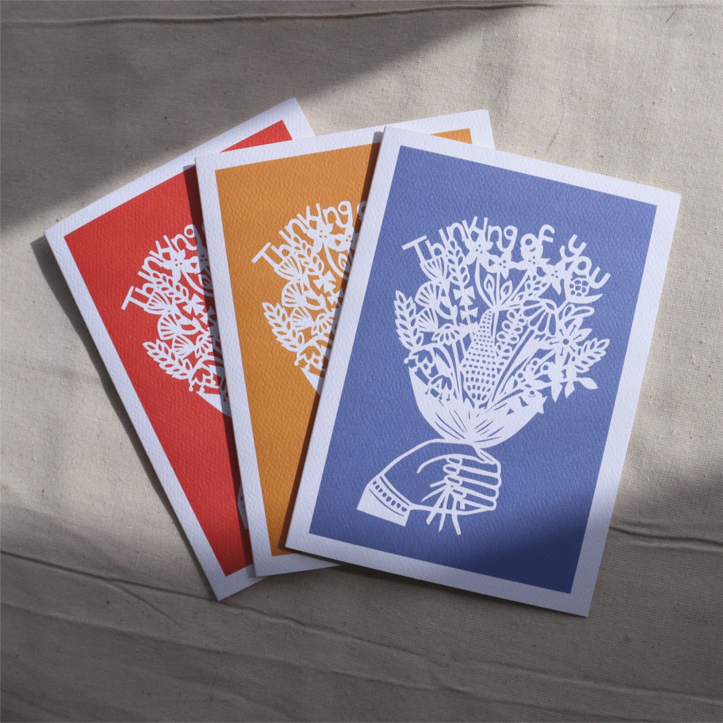 Thinking of You Flowers card - 3 block colours