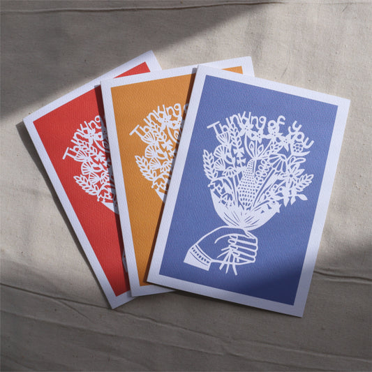 Thinking of You Flowers card - 3 block colours