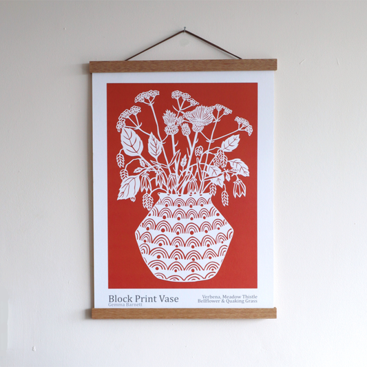 Block Print Vase A3 Art Print